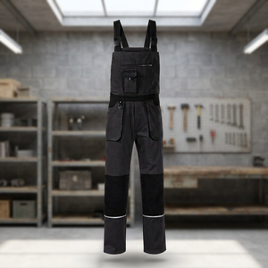 Unisex <b>Black</b> Polyester Work Coverall Abrasion Resistant Durable Breathable CE Certified Needle Detection Industrial Use - Product Image 5