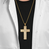 Collier pendentif croix en acier inoxydable plaqué or 18 carats avec zircon brillant, design personnalisé, pour mariage, fiançailles, fête, bijoux