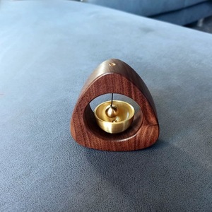 Original Black Walnut Calming Bell Triangle Shape Desk Ornament Minimalist Design Meditation Gift - Product Image 1