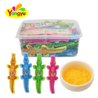 Bonbons gélifiés en forme de crocodile certifiés halal, saveur fruitée, boîte transparente, collation pour enfants
