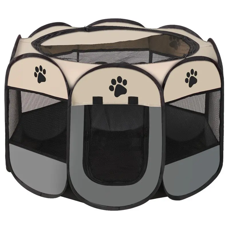 Pet di động có thể gập lại Puppy kennel phòng giao hàng mèo bát giác lồng chó có hàng rào Lều kennel 600D Oxford vải Pet Lều nhà ở