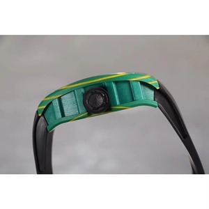 Montre mécanique sportive en céramique luxueuse et élégante, boîtier tonneau, verre saphir, bracelet en fibre de carbone et caoutchouc, bande de 24 mm - Product Image 5