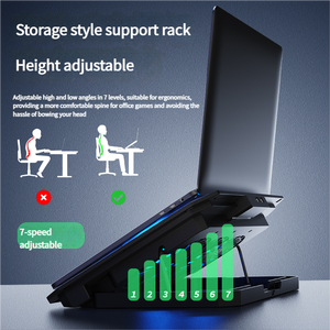 Support de refroidissement pour ordinateur <span class=keywords><strong>portable</strong></span> Aidecoolr N22 à double ventilateur, refroidissement par air, en plastique, fonctionnement silencieux, angle réglable pour toutes les tailles d'ordinateurs portables, en stock - Product Image 3