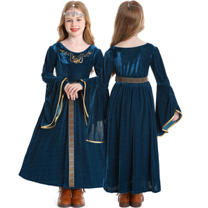 Robe de Cour Vintage Cosplay <span class=keywords><strong>Moyen</strong></span> <span class=keywords><strong>Age</strong></span> Reine Halloween Enfant Fille Carnaval Robe de Fête Rétro Balle Trompette Manches - Product Image 5