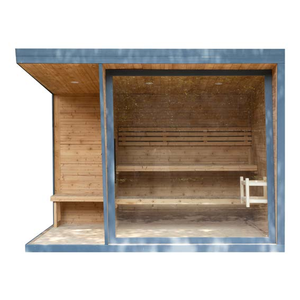 Sauna extérieur traditionnel en bois massif avec chauffage électrique, design scandinave, porte en verre - Product Image 3