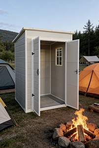 Abri de jardin en PP avec double <span class=keywords><strong>porte</strong></span>, capacité 5x5 pieds, écologique, pour extérieur, avec éclairage et ventilation - Product Image 6