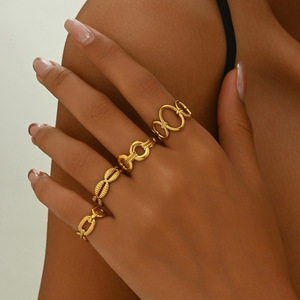 4 Pcs/set Stylish Irregular Geometry Set Women's Fashion <b>Adjustable</b> <b>Ring</b> Gift Set - Product Image 3