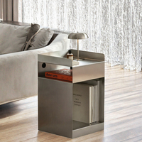 Nordischer Industrie-Edelstahl-Würfel-Beistellschrank, modernes Schlafzimmermöbel, beweglicher Nachttisch, Sofa-Beistelltisch, langlebig