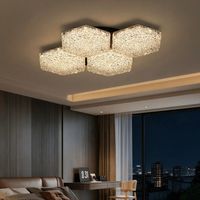 Luminaire italien minimaliste de luxe léger, design losanges et hexagones effet craquelé, source de lumière à spectre complet respectueuse des yeux, plaque entièrement en aluminium.