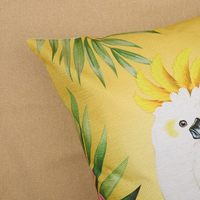 Housse de coussin tropical avec motif de toucan, décoration extérieure avec motif de feuille de plante et de perroquet, housse de coussin en lin pour canapé et lit