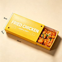 Boîte à languettes en carton jetable fabriquée sur mesure, couleur jaune, design compact et pratique, idéale pour les snacks de poulet frit