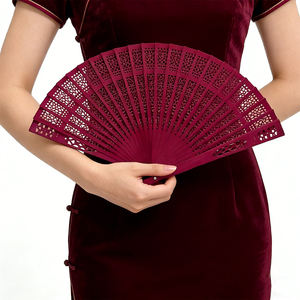 Abanico de madera tallado con diseño de girasol, recuerdo de boda, regalo promocional, en stock. - Product Image 3