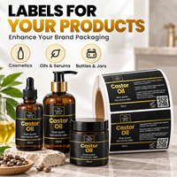 Étiquettes personnalisées pour bouteilles d'huile de ricin, autocollantes, blanches, en BOPP, résistantes à l'eau et à l'huile, pour emballages cosmétiques OEM