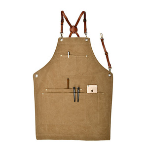 Niu Wei Li BC1034 Delantal de lona lavable y resistente al desgaste sin mangas con estampado floral y correas para los hombros para barbero y cafetero - Product Image 3