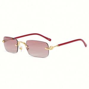 Gafas de Sol Retro 2021 para Hombre y Mujer, Lentes Degradadas, Montura Cuadrada Pequeña, Protección UV400, Sin Montura, Rectangulares - Product Image 5