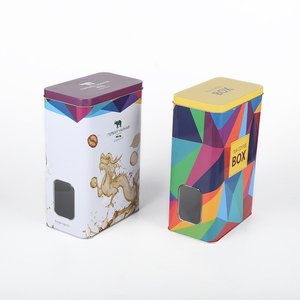 Large capacity vivid colorful rectangle tin boxes with clear PVC window