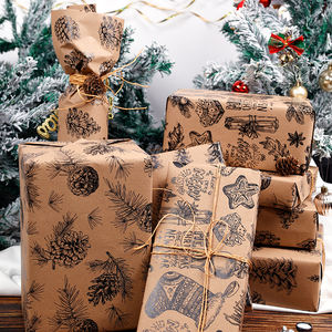 Wholesale 80g Double-Sided <b>Kraft</b> Print <b>Christmas</b> Custom 43cm X 10m Roll <b>Wrapping</b> <b>Paper</b> for Packaging - Product Image 4