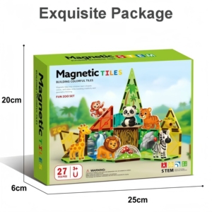 Animaux du zoo Blocs créatifs 3D Modèles de <span class=keywords><strong>construction</strong></span> Jouets d'apprentissage précoce Ensemble de tuiles magnétiques pour tout-petits - Product Image 4