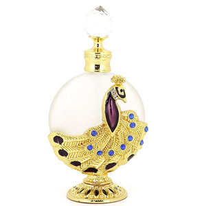 15ML 25ML Patented Jewelry Peacock Metal <b>Perfume</b> <b>Bottle</b> Essential Oil <b>Refillable</b> Attar <b>Bottles</b> - Product Image 1