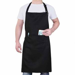 Tablier de cuisine en coton noir, blanc et rose avec logo personnalisé pour serveurs, serveuses, cuisiniers et femmes et hommes, avec poche - Product Image 6
