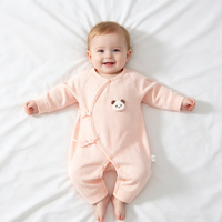 Combinaison Kimono pour Bébé Nouveau-né en Coton Doux et Respirant à Manches Longues avec Lacets, Combinaison Décontractée pour Bébé Printemps Automne, Motif Cartoon, Usage Quotidien à la Maison