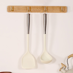 Juego de espátula y cuchara de silicona de acero inoxidable, 2 piezas, utensilios de cocina resistentes al calor para freír en sartén antiadherente - Product Image 1