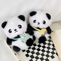 Porte-clés Boussole en Peluche Panda Géant Mignon et Chubby, Adorable Pendentif Dessin Animé Imprimé, Breloque Souple pour Sac à Dos