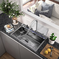 Évier de cuisine intelligent de cascade moderne Évier multifonctionnel de luxe en acier inoxydable OEM