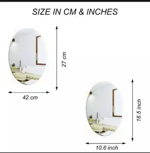 Hoge Kwaliteit 42*27Cm Ovale Acryl Spiegel Zelfklevende Massieve Spiegel Voor Home Decor Muur