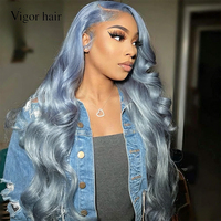 Wig Frontal HD renda rambut manusia berwarna transparan tubuh abu-abu gelombang pre-plecked perak * Brazilian untuk wanita 13*4 13*6 pirang panjang