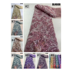 Pizzo netto da ricamo di alta qualità in Australia con ricchi di perline in tessuto di pizzo - Product Image 6