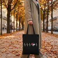 Sac fourre-tout personnalisé avec design Palestine, poignée, pliable, couleur noire, en coton, sac fourre-tout en toile Palestine