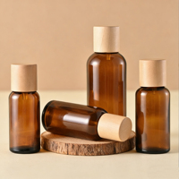 Flacon d'huile essentielle Lotus Cover de 5 ml à 100 ml, bouteille en verre ambré avec couvercle antivol en bambou et en bois
