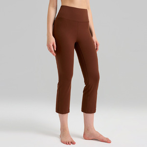 Pantalon de yoga personnalisé pour femmes en gros 23 pouces taille haute hanche levage poncé séchage rapide pantalon évasé Fitness Pilates pantalon de sport - Product Image 6