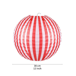 Decoración de Faroles de Papel a Rayas Rojas y Blancas de Carnaval, Tema de Circo, Decoración de Faroles de Papel Colgantes para Fiestas de Cumpleaños Infantiles - Product Image 2