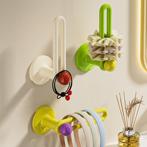 Support mural Chunzao pour élastiques et bandeaux, sans perçage, organisateur d'accessoires de salle de bain, vert, jaune, blanc - Product Image 1