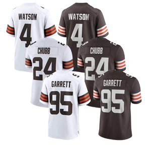 Grosir 2023 Jersey sepak bola kualitas tinggi Garret 4 # desaun Watson #24 Chubb celana pendek jahit lengan pendek sejuk - Product Image 1