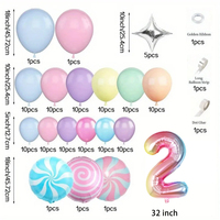 Set Balon Ulang Tahun Bayi Seri Pink Dekorasi Dinding Latar Belakang