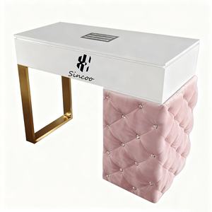 Mesa de Manicura con Revestimiento de Cuero y Ventilador de Aspiradora Rosa, Tamaño Personalizable, para Mesa de Uñas - Product Image 6