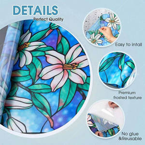 Grossistes Impression 3D moderne Film autocollant <span class=keywords><strong>de</strong></span> protection statique en <span class=keywords><strong>PVC</strong></span> pour vitraux décoratifs en stock pour <span class=keywords><strong>habillage</strong></span> <span class=keywords><strong>de</strong></span> fenêtres - Product Image 2