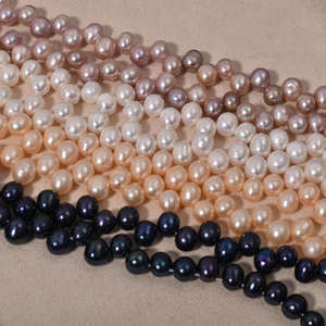 Perle de riz en eau douce naturelle Sanqi 9-10 mm, blanc poudre violet, matériau d'accessoire de bricolage pour collier, bracelet, perle en vrac - Product Image 1