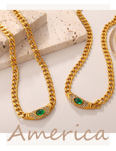 Collier élégant incrusté de pierres œil-de-chat, ras-de-cou géométrique vintage, chaîne de clavicule, bijoux rétro du milieu du siècle pour femme, pour le quotidien et les soirées - Product Image 3