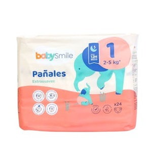 Pañales Talla 1 (2-5 Kg) BabySmile 24 Unidades - Product Image 1