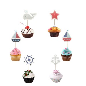 Ocean Themed Cake Insert Paper Decorations For Children Birthday Party 20-40Pcs Non Toxic Cartoon Style - Product Image 2