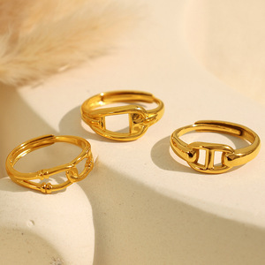 Minimalist Geometric <b>Ring</b> <b>Set</b> <b>Gold</b> Tone Unisex Fashion Jewelry Gift Index Finger <b>Rings</b> - Product Image 2