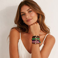 Bracelet de mode en acier inoxydable, tressé à la main, réglable, multicolore, avec perles, résistant à l'eau et inaltérable