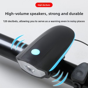 Phare de vélo LED avant deux-en-un avec klaxon, lampe torche rechargeable ultra-lumineuse et sonnette de VTT avec batterie 400 mAh - Product Image 4