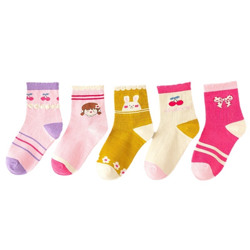 10 Plain Color Socks Set Cotton