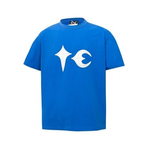 Camiseta de Algodón para Hombre con Bordado de Estrella y Luna, Corte Holgado, Estilo Casual Urbano para Uso Diario en Verano - Product Image 2