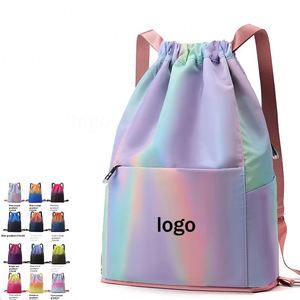 <b>Foldable</b> Large Capacity Waterproof Sports <b>Backpack</b> Drawstring Custom Logo Advertising Polyester Lining for Outdoor Travel Bag - Product Image 1